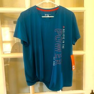 OTF knotted cropped teal t-shirt Large NWT